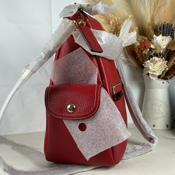Coach Pennie Vibrant Red Leather Hobo Hand Shoulder Large Bag NWT - Picture 5 of 14